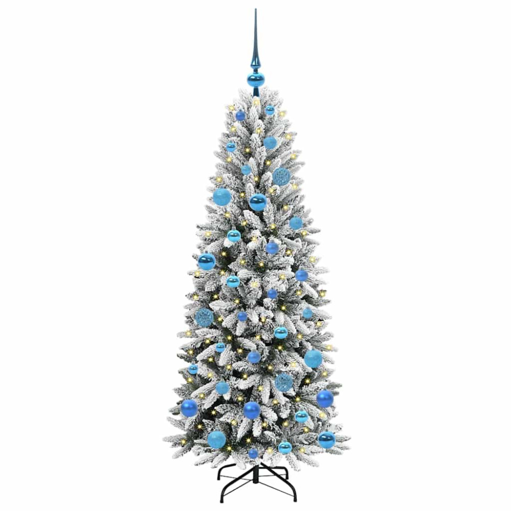 Produktbild för Konstgjord julgran Vit 150 cm PVC, Plast, Stål och PE