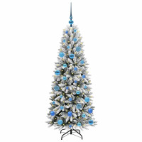 Produktbild för Konstgjord julgran Vit 150 cm PVC, Plast, Stål och PE