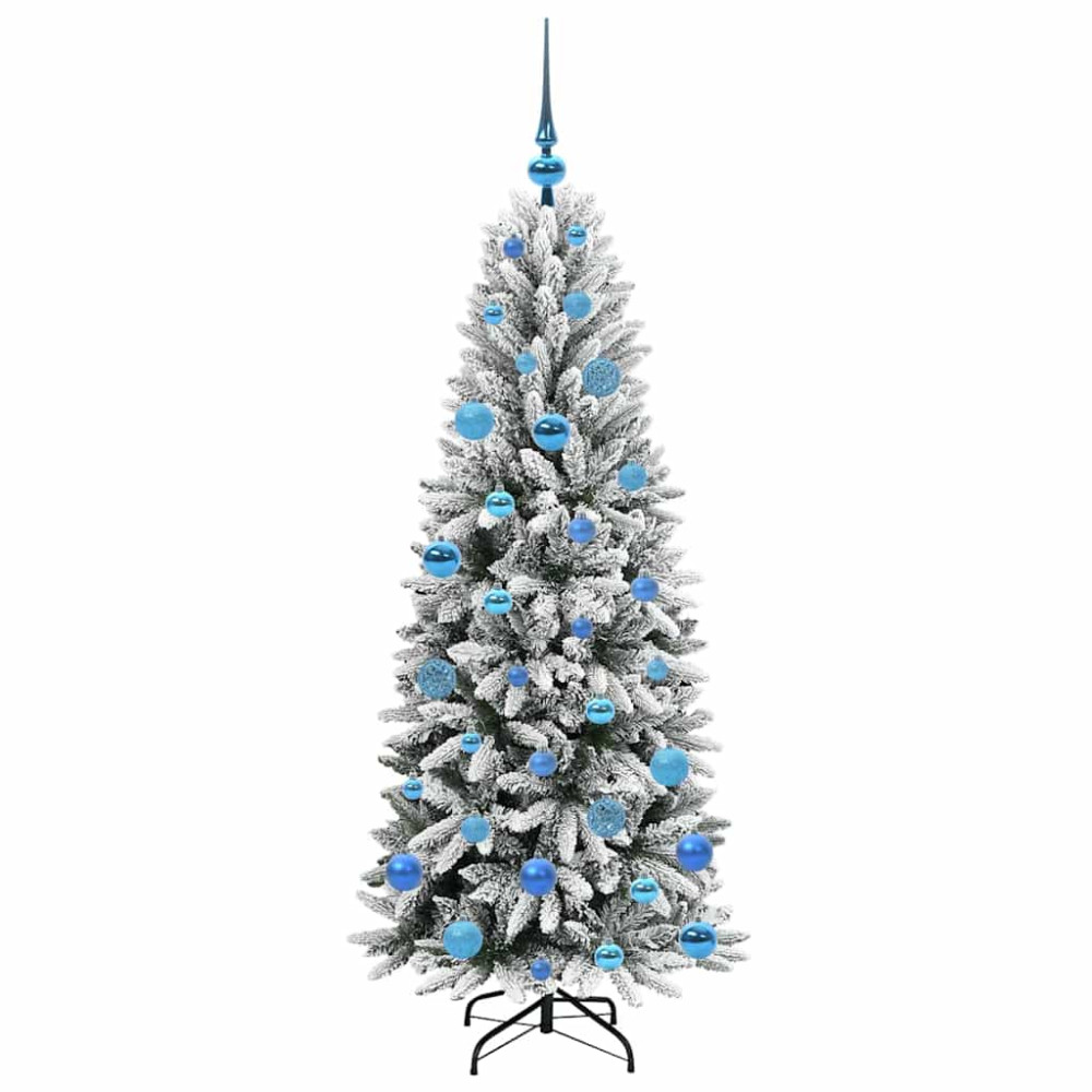 Produktbild för Konstgjord julgran Vit 150 cm PVC, Plast, Stål och PE