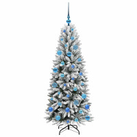 Produktbild för Konstgjord julgran Vit 150 cm PVC, Plast, Stål och PE