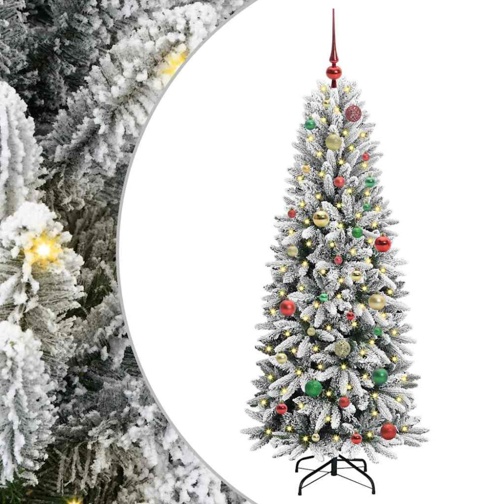 Produktbild för Konstgjord julgran Vit 150 cm PVC, Plast, Stål och PE
