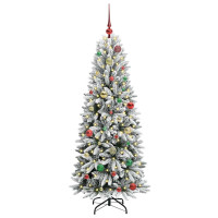 Produktbild för Konstgjord julgran Vit 150 cm PVC, Plast, Stål och PE