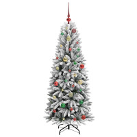 Produktbild för Konstgjord julgran Vit 150 cm PVC, Plast, Stål och PE