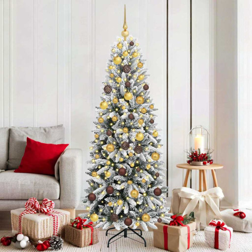 vidaXL Konstgjord julgran Vit 180 cm PVC, Plast, Stål och PE