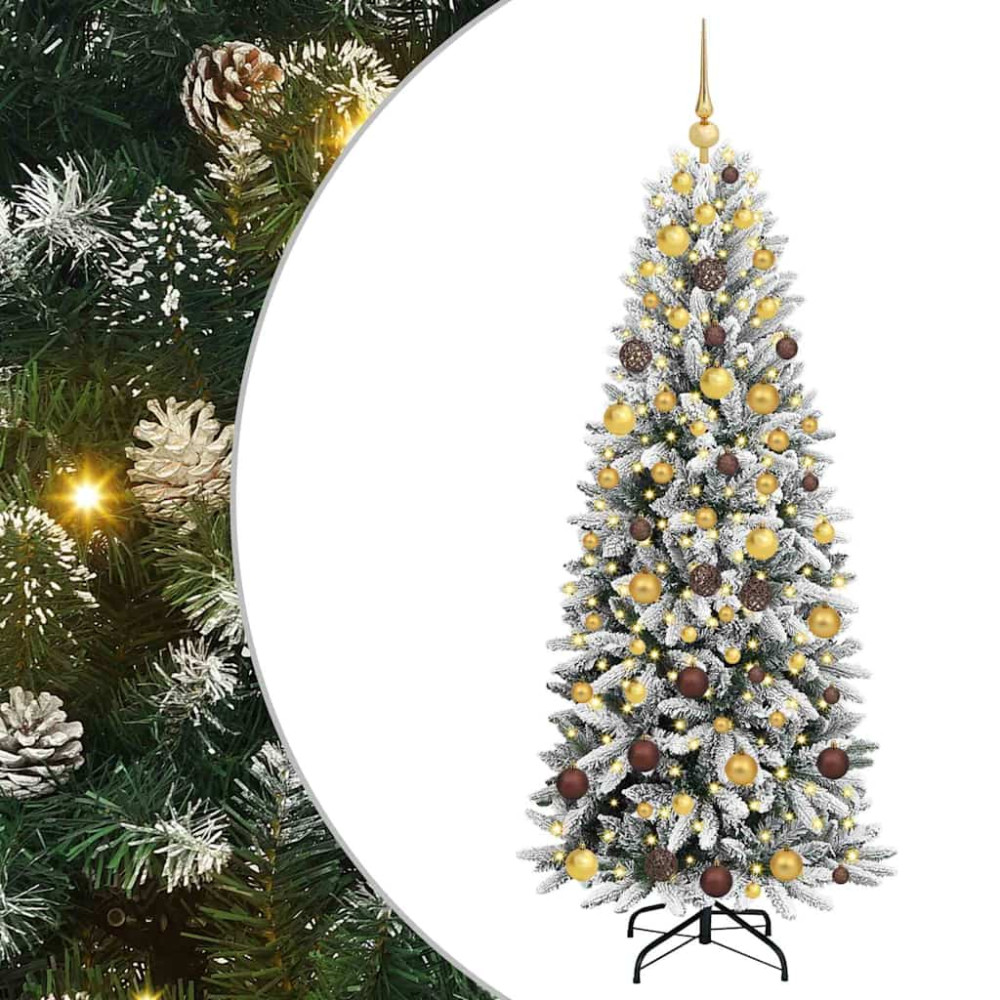 Produktbild för Konstgjord julgran Vit 180 cm PVC, Plast, Stål och PE