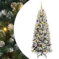 Produktbild för Konstgjord julgran Vit 180 cm PVC, Plast, Stål och PE