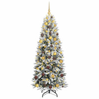 Produktbild för Konstgjord julgran Vit 180 cm PVC, Plast, Stål och PE