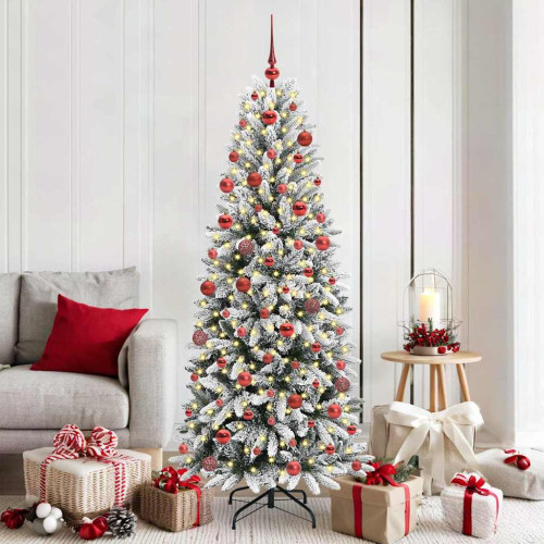 vidaXL Konstgjord julgran Vit 180 cm PVC, Plast, Stål och PE