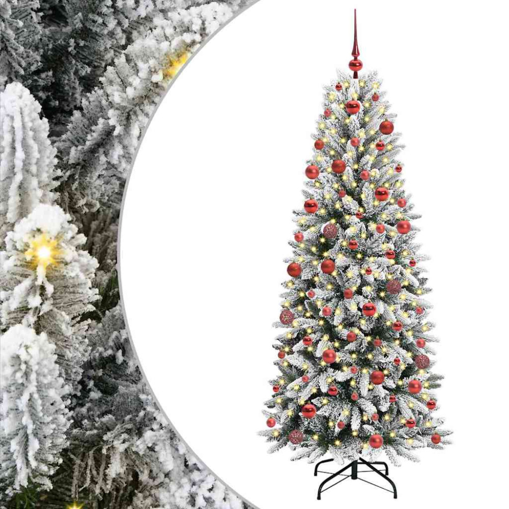 Produktbild för Konstgjord julgran Vit 180 cm PVC, Plast, Stål och PE
