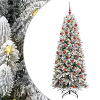 Produktbild för Konstgjord julgran Vit 180 cm PVC, Plast, Stål och PE