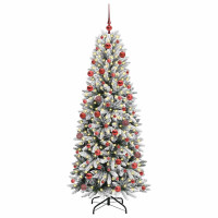 Produktbild för Konstgjord julgran Vit 180 cm PVC, Plast, Stål och PE