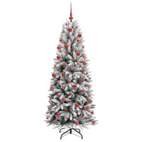 Produktbild för Konstgjord julgran Vit 180 cm PVC, Plast, Stål och PE