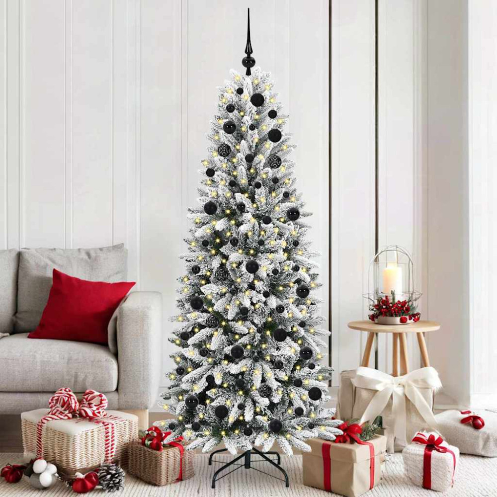 Produktbild för Konstgjord julgran Vit 180 cm PVC, Plast, Stål och PE