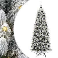 Produktbild för Konstgjord julgran Vit 180 cm PVC, Plast, Stål och PE