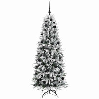 Produktbild för Konstgjord julgran Vit 180 cm PVC, Plast, Stål och PE
