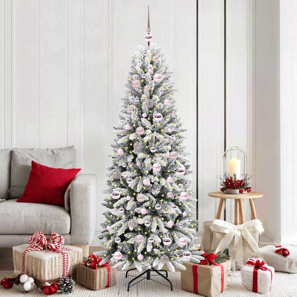 Produktbild för Konstgjord julgran Vit 180 cm PVC, Plast, Stål och PE