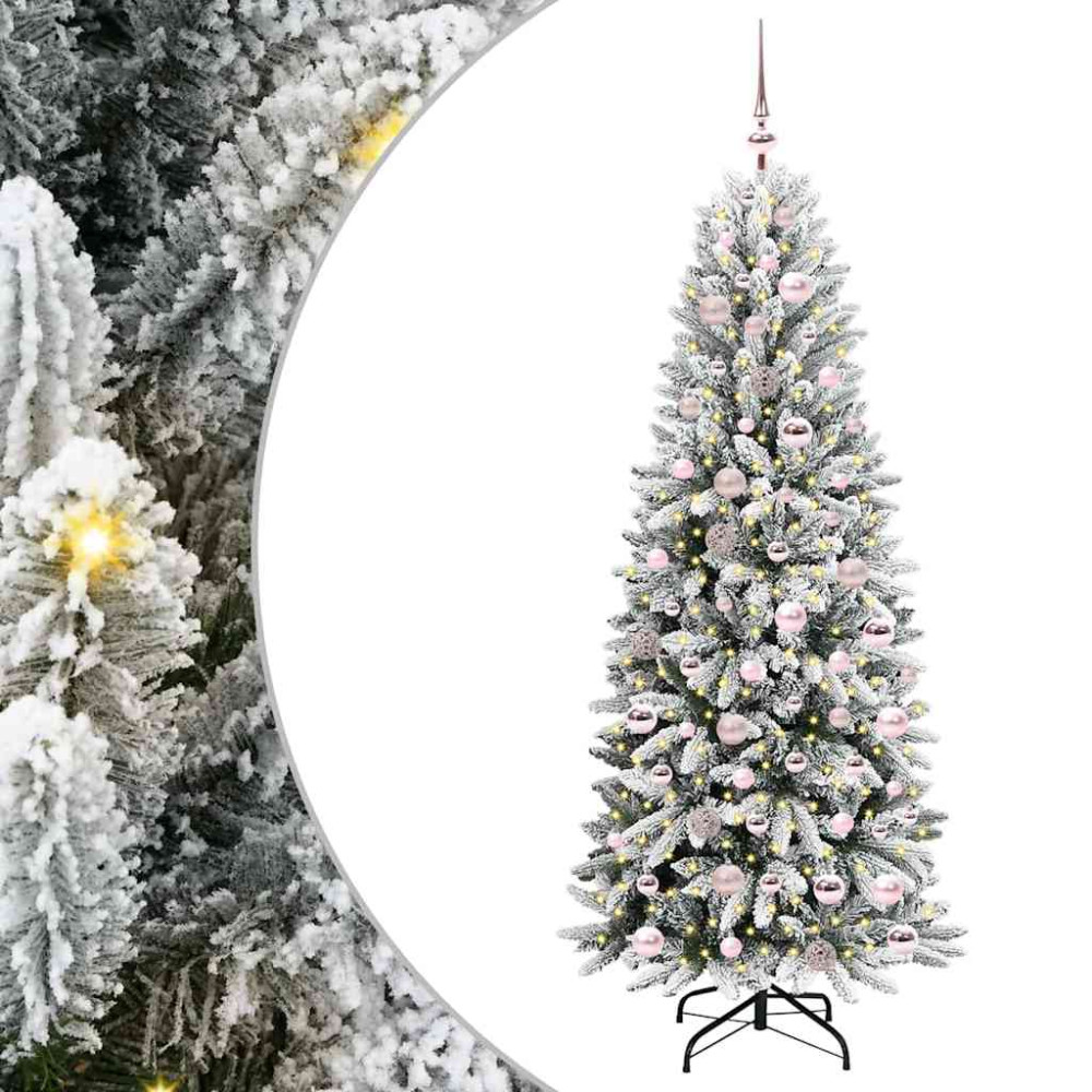 Produktbild för Konstgjord julgran Vit 180 cm PVC, Plast, Stål och PE