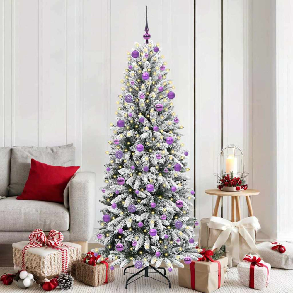 Produktbild för Konstgjord julgran Vit 180 cm PVC, Plast, Stål och PE