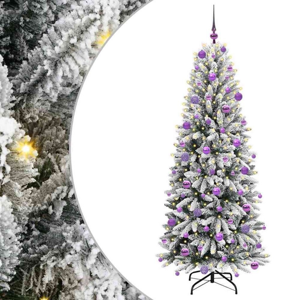 Produktbild för Konstgjord julgran Vit 180 cm PVC, Plast, Stål och PE