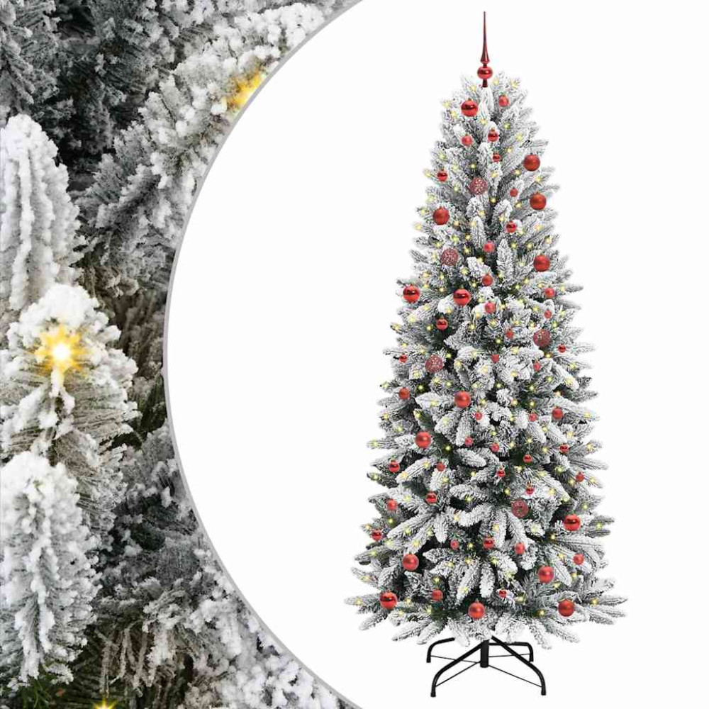 Produktbild för Konstgjord julgran Vit 210 cm PVC, Plast, Stål och PE