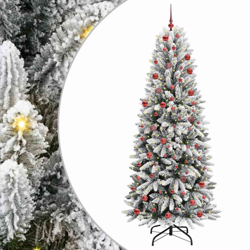 vidaXL Konstgjord julgran Vit 210 cm PVC, Plast, Stål och PE