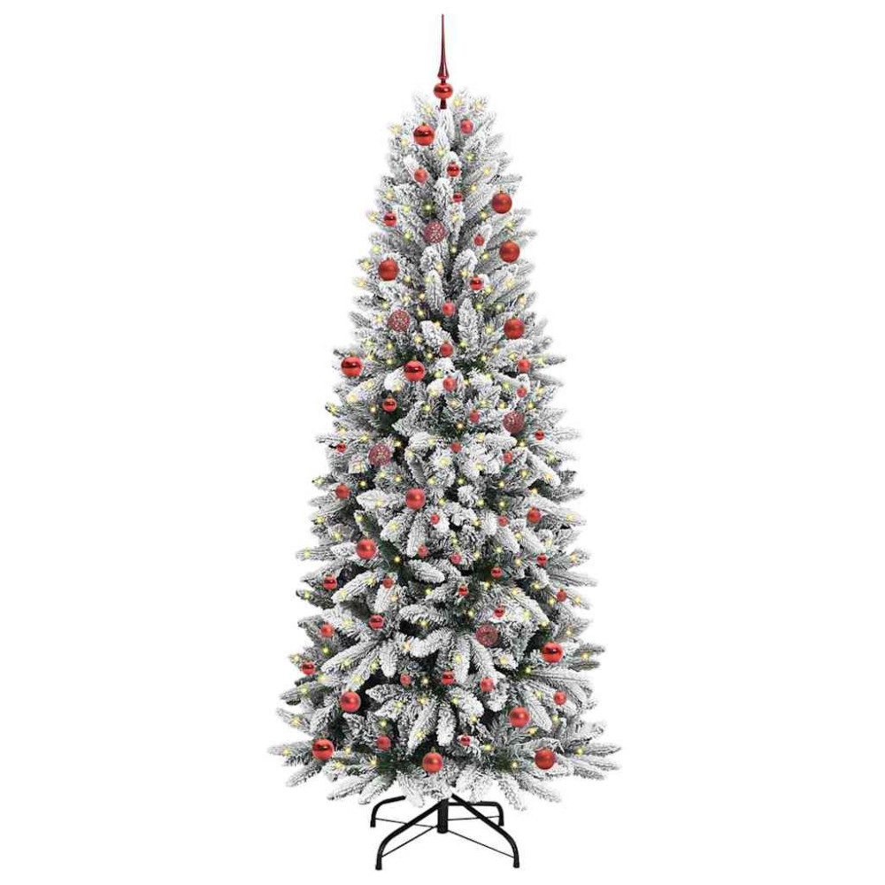 Produktbild för Konstgjord julgran Vit 210 cm PVC, Plast, Stål och PE