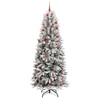 Produktbild för Konstgjord julgran Vit 210 cm PVC, Plast, Stål och PE