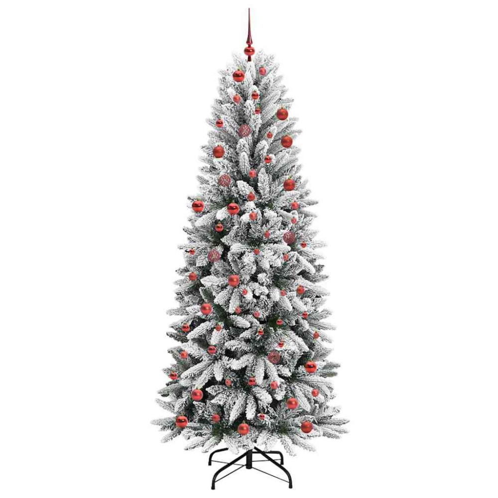 Produktbild för Konstgjord julgran Vit 210 cm PVC, Plast, Stål och PE