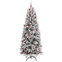 Produktbild för Konstgjord julgran Vit 210 cm PVC, Plast, Stål och PE
