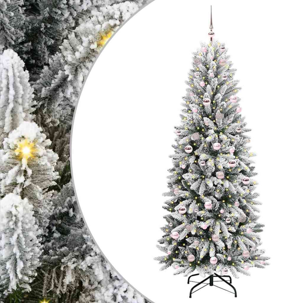 Produktbild för Konstgjord julgran Vit 210 cm PVC, Plast, Stål och PE