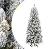 Produktbild för Konstgjord julgran Vit 210 cm PVC, Plast, Stål och PE