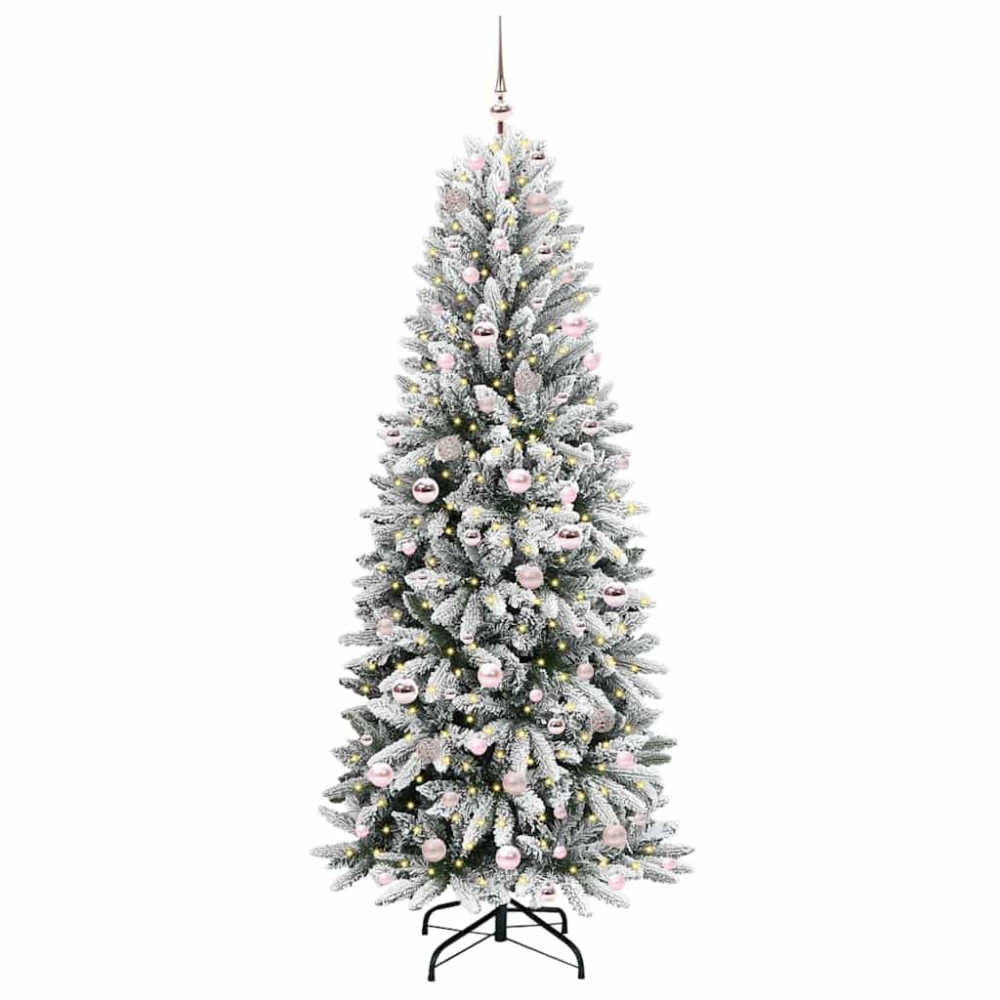 Produktbild för Konstgjord julgran Vit 210 cm PVC, Plast, Stål och PE
