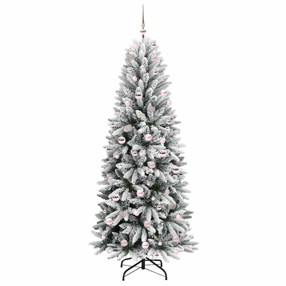 Produktbild för Konstgjord julgran Vit 210 cm PVC, Plast, Stål och PE