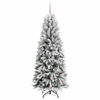 Produktbild för Konstgjord julgran Vit 210 cm PVC, Plast, Stål och PE