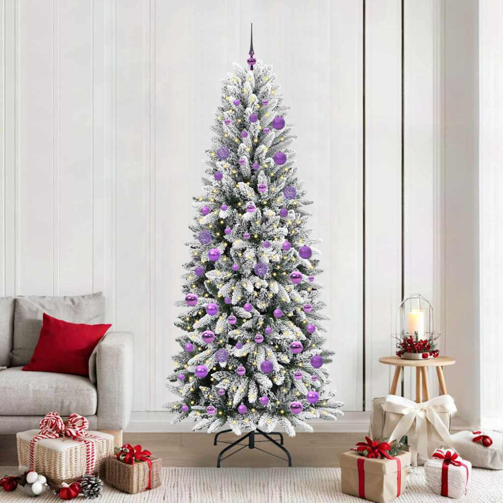 Produktbild för Konstgjord julgran Vit 210 cm PVC, Plast, Stål och PE