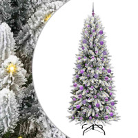 Produktbild för Konstgjord julgran Vit 210 cm PVC, Plast, Stål och PE