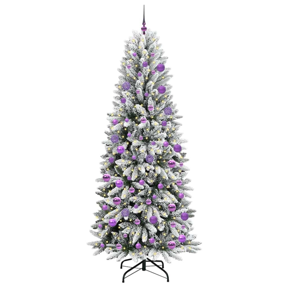 Produktbild för Konstgjord julgran Vit 210 cm PVC, Plast, Stål och PE