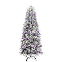 Produktbild för Konstgjord julgran Vit 210 cm PVC, Plast, Stål och PE