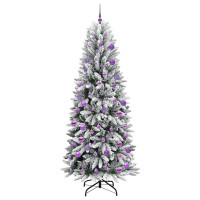 Produktbild för Konstgjord julgran Vit 210 cm PVC, Plast, Stål och PE