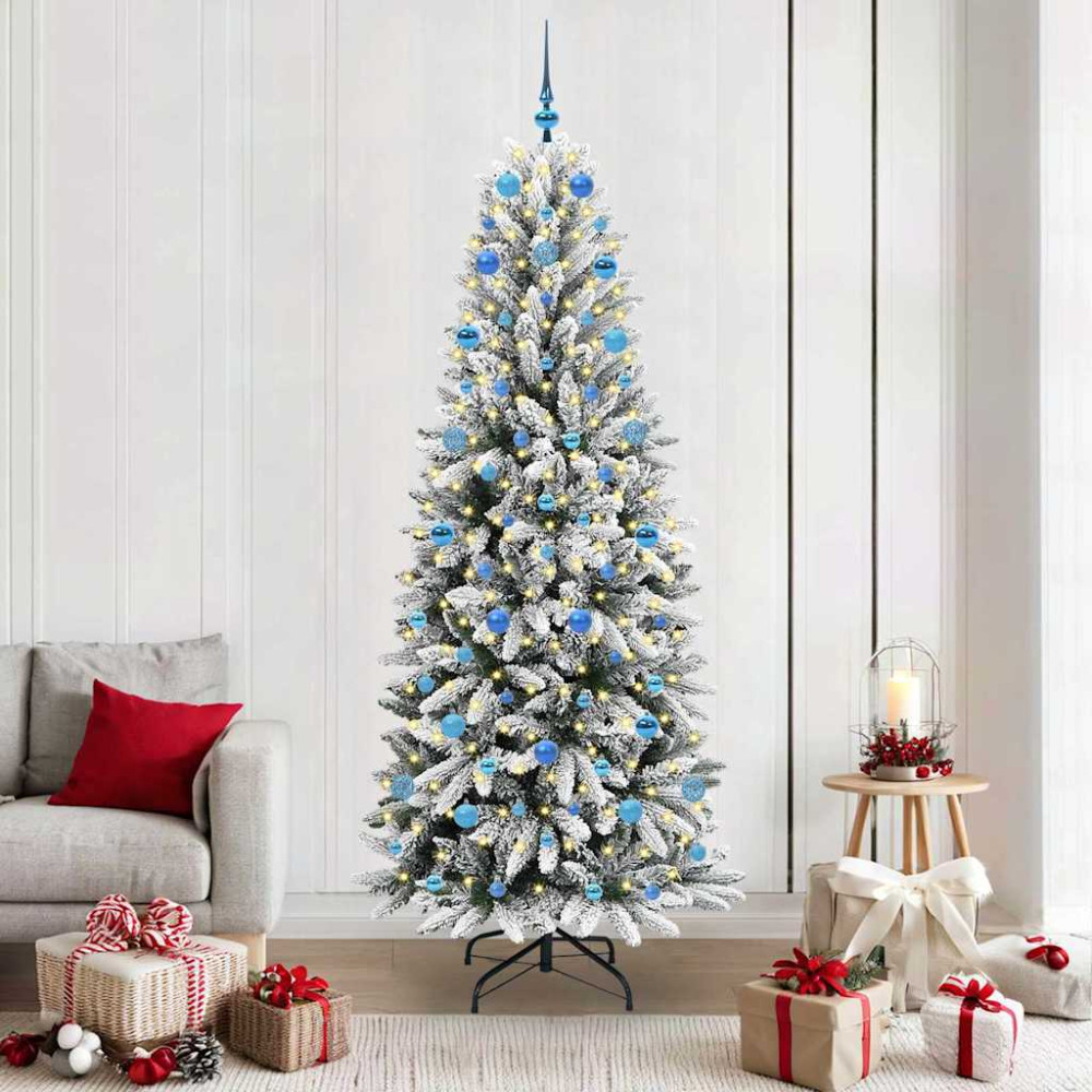 Produktbild för Konstgjord julgran Vit 210 cm PVC, Plast, Stål och PE