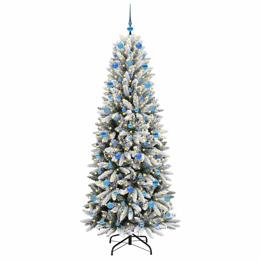 Produktbild för Konstgjord julgran Vit 210 cm PVC, Plast, Stål och PE