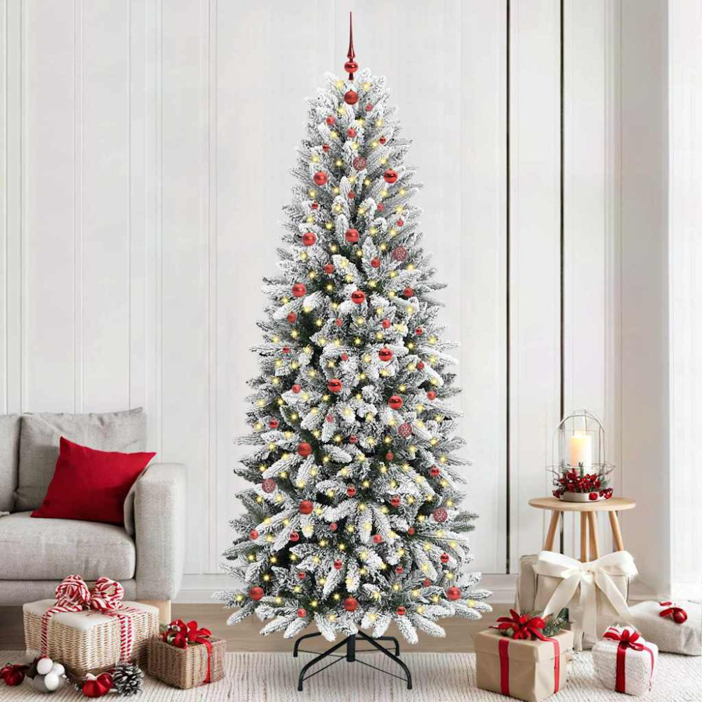 Produktbild för Konstgjord julgran Vit 240 cm PVC, Plast, Stål och PE