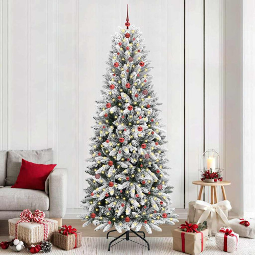 vidaXL Konstgjord julgran Vit 240 cm PVC, Plast, Stål och PE