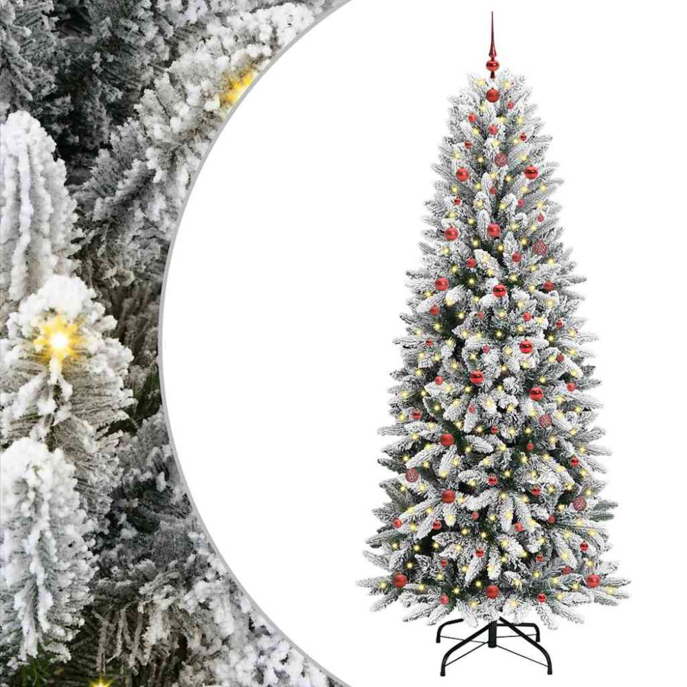 Produktbild för Konstgjord julgran Vit 240 cm PVC, Plast, Stål och PE