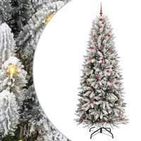 Produktbild för Konstgjord julgran Vit 240 cm PVC, Plast, Stål och PE