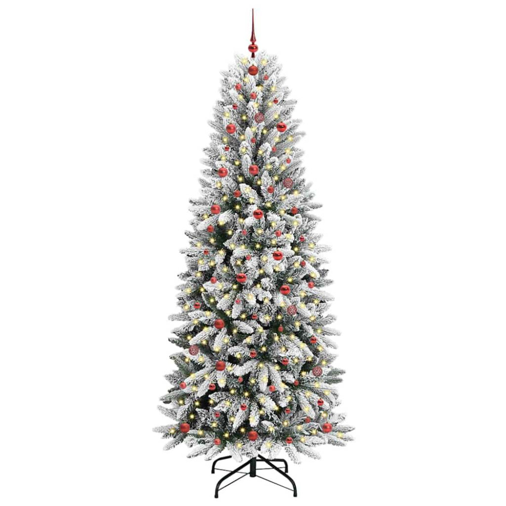 Produktbild för Konstgjord julgran Vit 240 cm PVC, Plast, Stål och PE