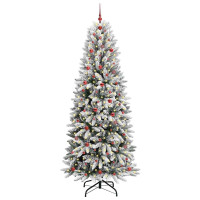 Produktbild för Konstgjord julgran Vit 240 cm PVC, Plast, Stål och PE