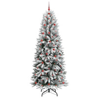 Produktbild för Konstgjord julgran Vit 240 cm PVC, Plast, Stål och PE