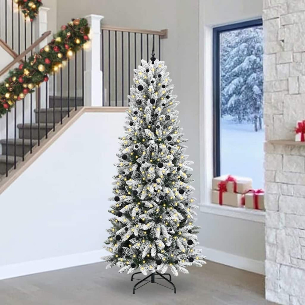 Produktbild för Konstgjord julgran Vit 240 cm PVC, Plast, Stål och PE
