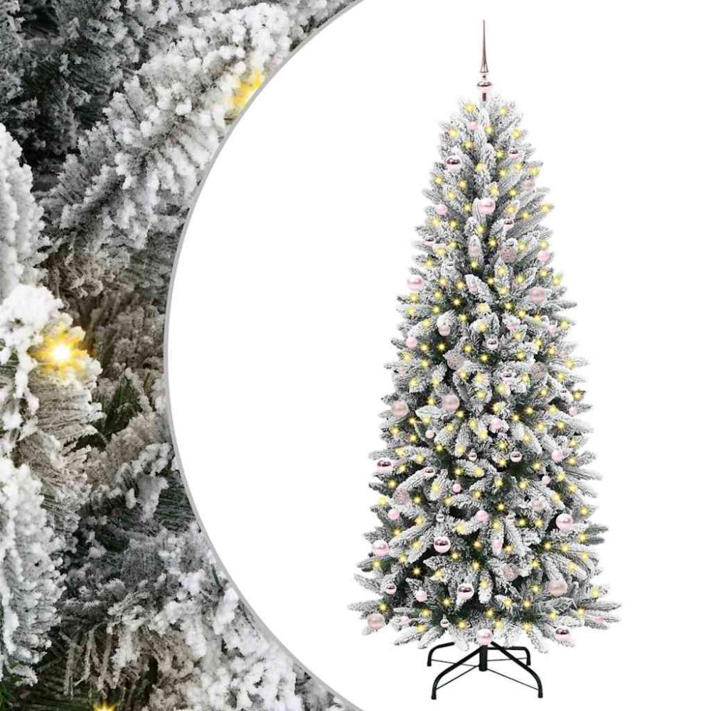 Produktbild för Konstgjord julgran Vit 240 cm PVC, Plast, Stål och PE